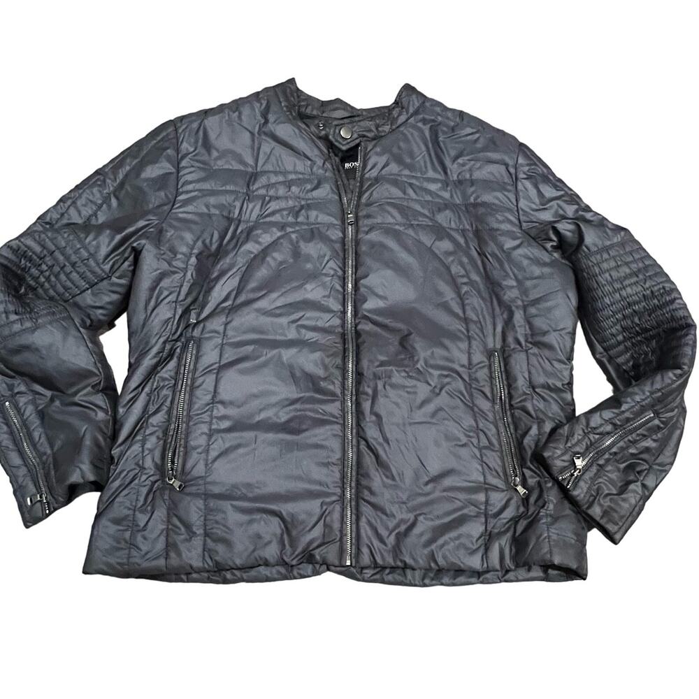 Hugo Boss Grey Puffer Moto Jacket 44R XL Zip up